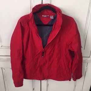 Red lightweight rain jacket size L